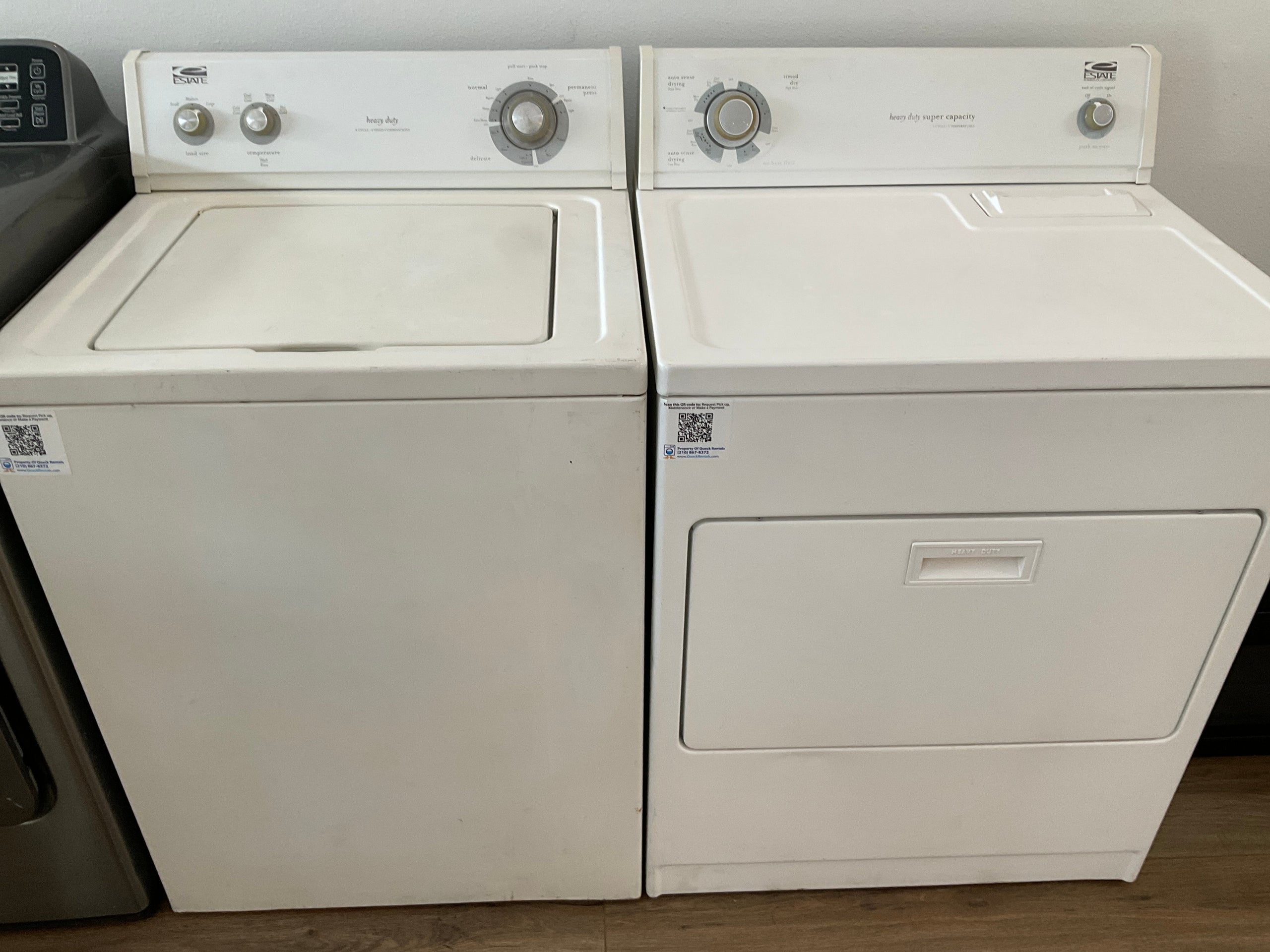 Whirlpool Estate washer and dryer set Quack Appliance Sales