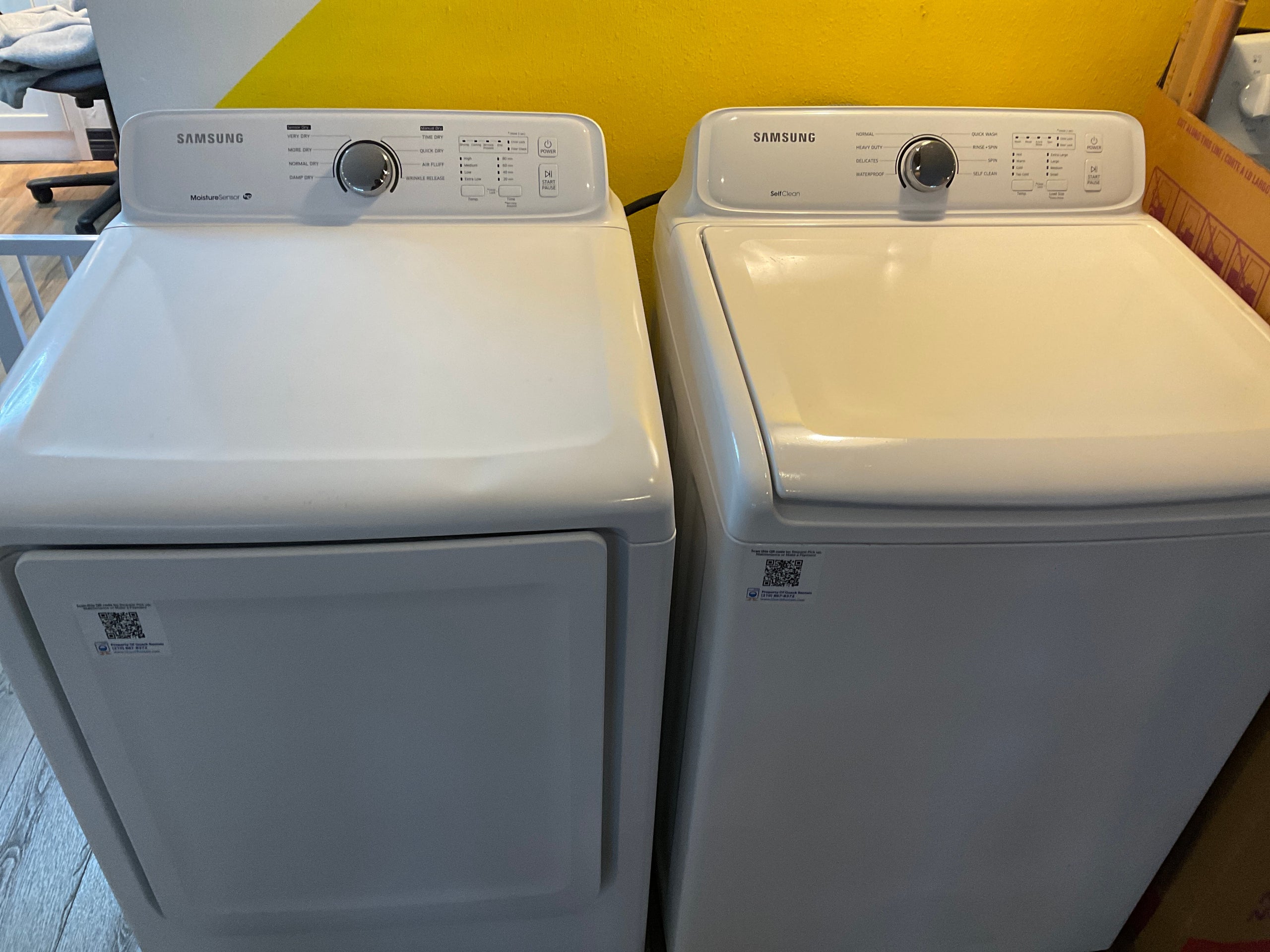 Samsung Washer & Dryer set white Quack Appliance Sales